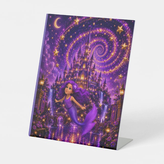 Signe De Table Sirène Violette Étoile Spirale Château Fantastique (Recto)