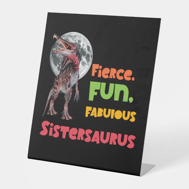 Signe De Table Sistersaurus Équipe de dinosaures sœurs appariées  (Recto)