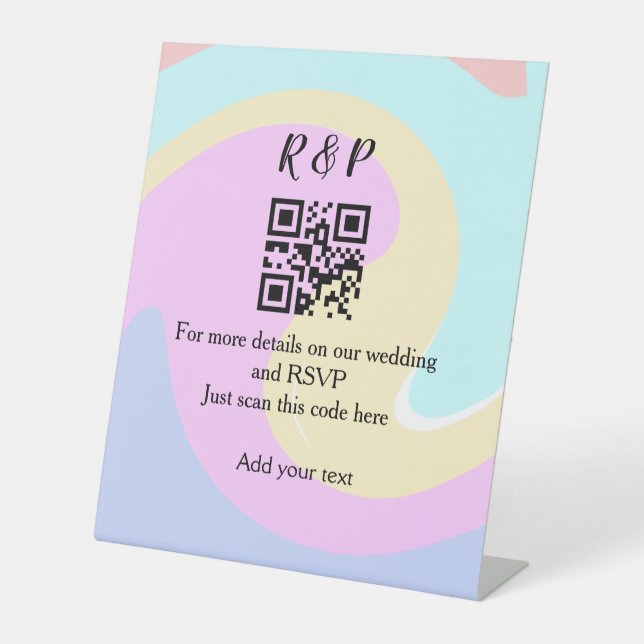 Signe De Table site web mariage rsvp q r code ajouter nom texte (Recto)