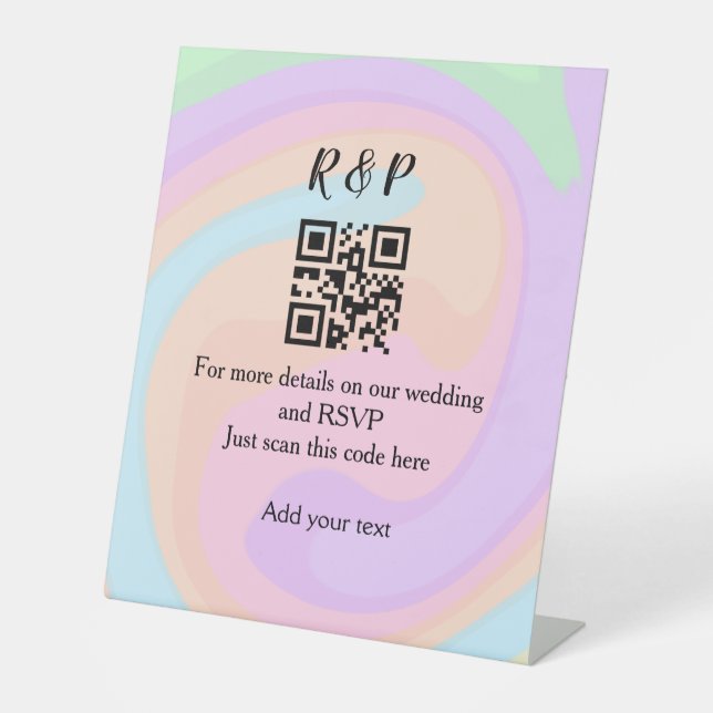 Signe De Table site web mariage rsvp q r code ajouter nom texte (Recto)