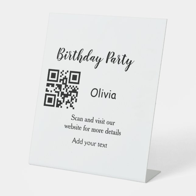 Signe De Table Site web simple pour fête d'anniversaire code barr (Recto)