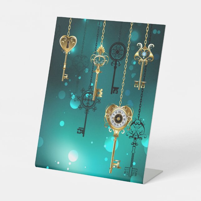 Signe De Table Skeleton Keys on Green Background (Recto)