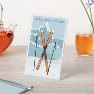 Signe De Table Ski d'hiver de texte personnalisé