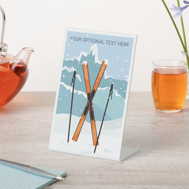 Signe De Table Ski d'hiver de texte personnalisé (In SItu)