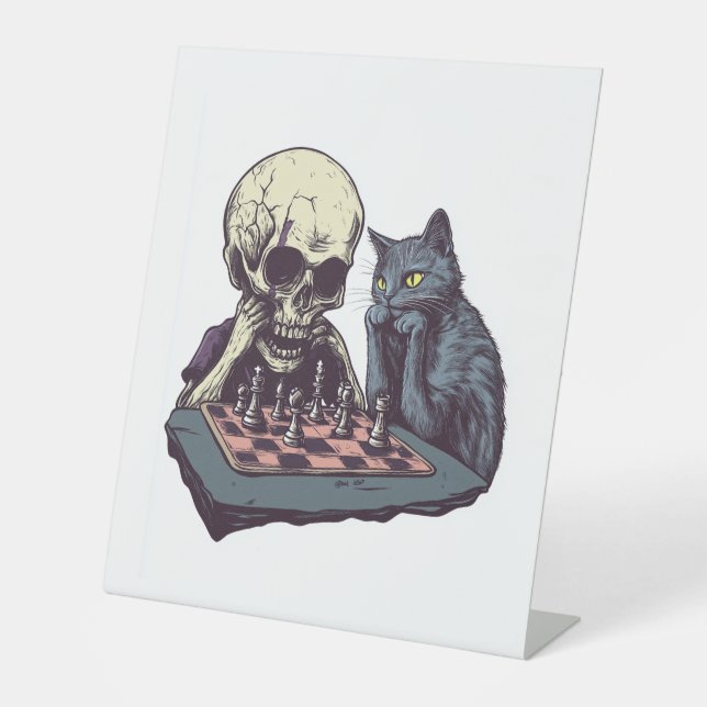 Signe De Table Skull vs Cat � Funny Chess Battle (Recto)