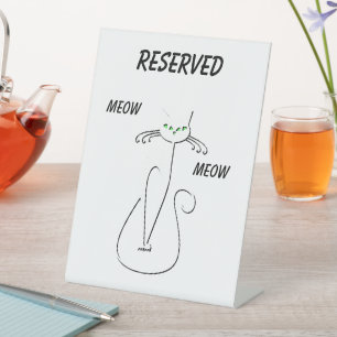 Signe De Table Slinky Black Cat Meow Meow Texte personnalisé rése