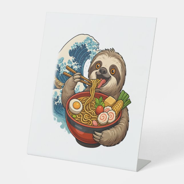 Signe De Table Sloth Mange Japonais Ramen (Recto)