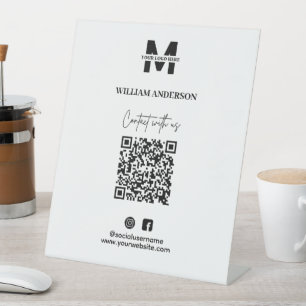Signe De Table Small Business Instagram Facebook QR Code Moderne