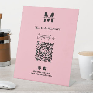 Signe De Table Small Business Instagram Facebook QR Code Moderne