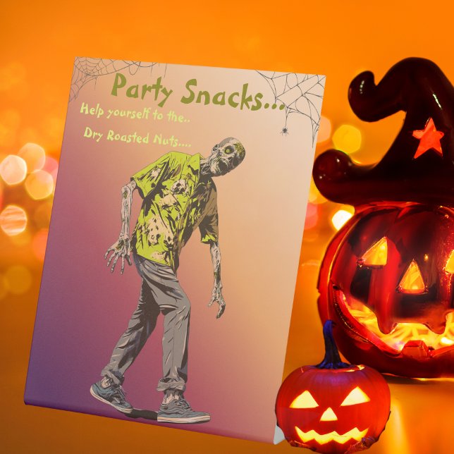 Signe De Table Snacks de fête d'Halloween Zombie (Zombie Halloween Party Snacks Pedestal Sign)