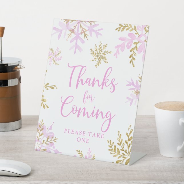 Signe De Table Snowflake Winter Shower Merci pour venir (In SItu)