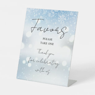 Signe De Table Snowflakes hiver Élégant Script Faveurs