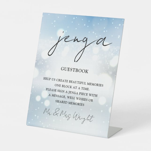 Signe De Table Snowflakes Script Jenga Livre d'or (Recto)
