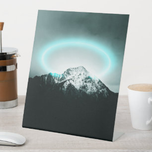 Signe De Table Snowy mountain mysterious blue neon light