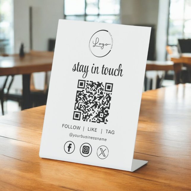 Signe De Table Social Media QR Code Business Logo (Créateur téléchargé)