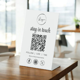 Signe De Table Social Media QR Code Business Logo