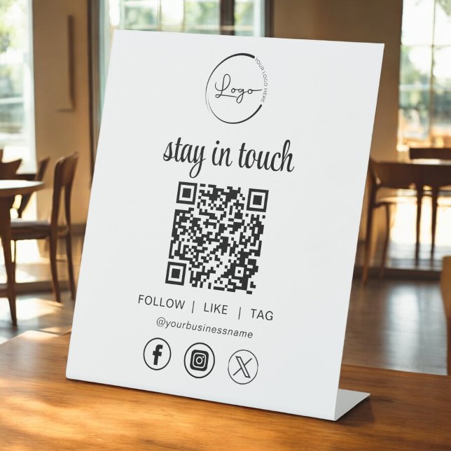 Signe De Table Social Media QR Code Business Logo (Créateur téléchargé)