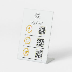 Signe De Table Social Media QR Code Business Pedestal or