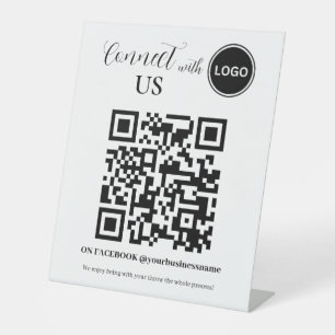 Signe De Table Social Media QR code Connectez-vous avec nous