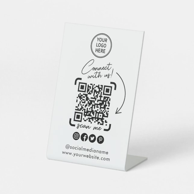 Signe De Table Social Media QR Code Entreprise (Recto)