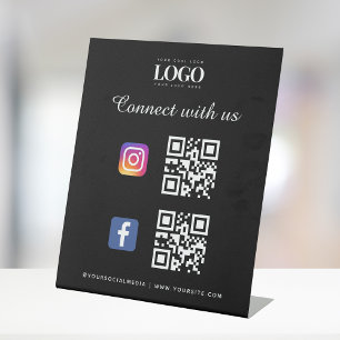 Signe De Table Social Media Qr Code Logo Facebook Instagram Black