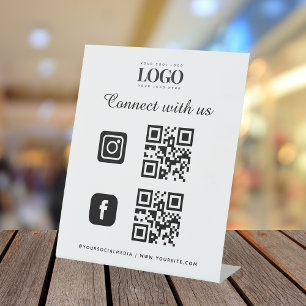 Signe De Table Social Media Qr Code Logo Instagram Facebook