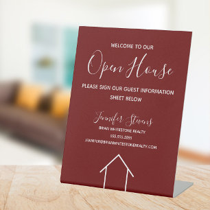 Signe De Table Société immobilière personnalisée Maroon Open Hous