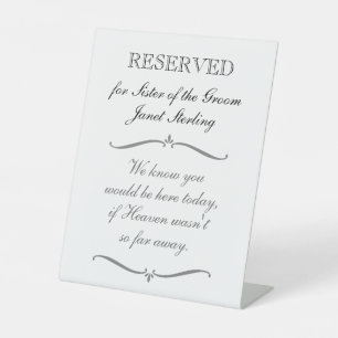 Signe De Table Soeur de la Chambre Chaire Réservée Mariage commém