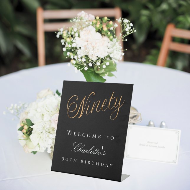 Signe De Table Soirée de 90e anniversaire en or noir (Créateur téléchargé)