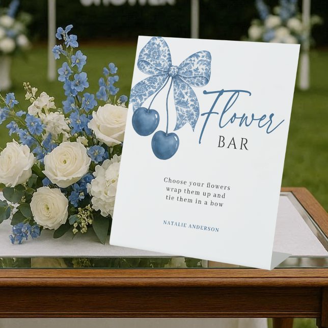 Signe De Table Something Blue Bridal Shower  Flower Bar Sign (Créateur téléchargé)