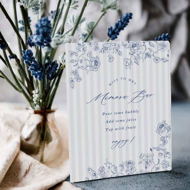 Signe De Table Something Blue Mimosa Bar Acrylic Pedestal Sign (Créateur téléchargé)