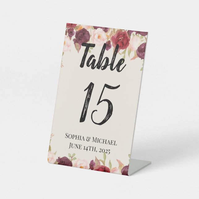 Signe De Table Sophia & Michael Wedding Table Card (Recto)