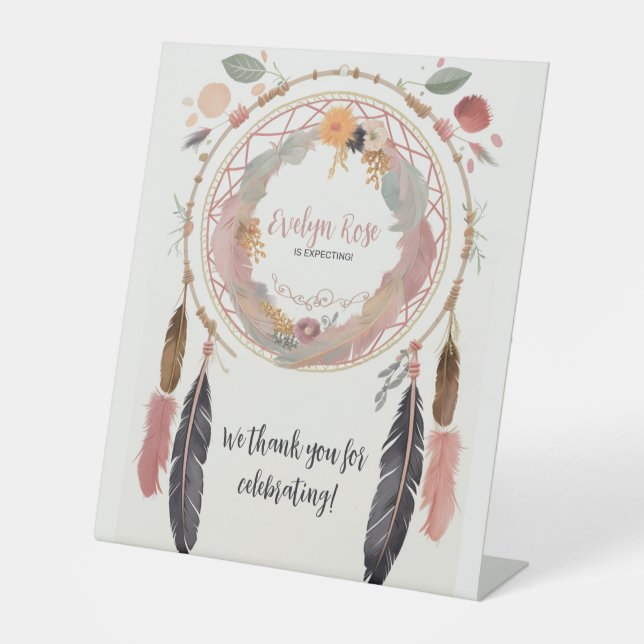Signe De Table Sote Boho Dreamcatcher Baby shower Party (Recto)