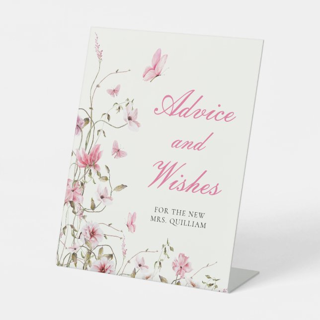 Signe De Table Souhaits de conseils de Shower de mariage de papil (Recto)