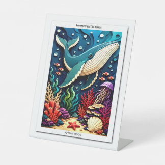 Signe De Table Souvenir des baleines, la vie océanique en papier