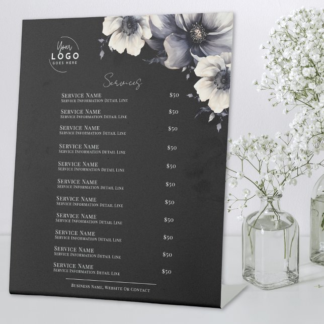 Signe De Table Spa noir blanc (Black White Spa Services Pedestal Sign)