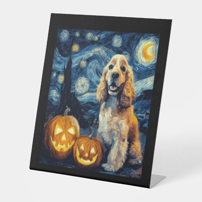 Signe De Table Spaniel Cocker Américain Chien Mignon Halloween Ja (Recto)