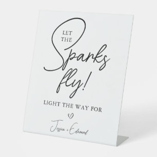 Signe De Table Sparkler Envoyer Laisser Les Étincelles Voler Noir