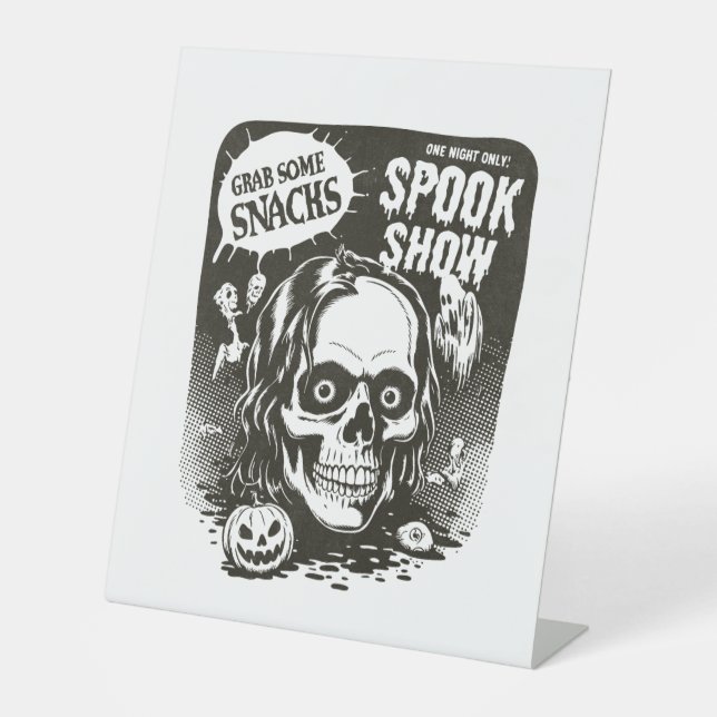 Signe De Table Spectacle effrayant d'Halloween vintage (Recto)