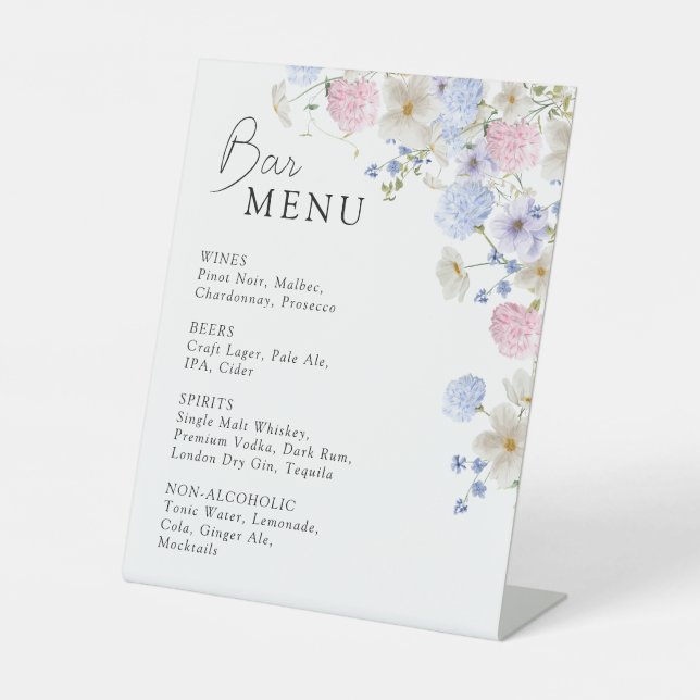 Signe De Table Spring Purple Pink Wildflowers Wedding Bar Menu (Recto)