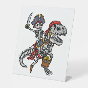 Signe De Table Squelette de dinosaure de pirate d'Halloween