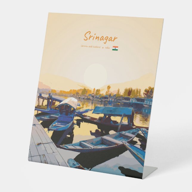 Signe De Table Srinagar, Inde - Bateaux Shikara du lac Dal (Recto)