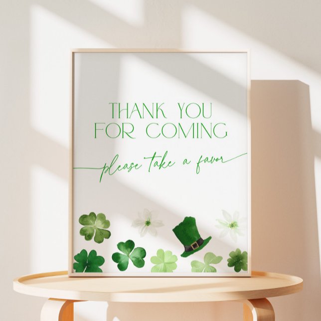 Signe De Table St. Patricks Day Thank You for Coming Favors (Thank you for coming favors sign)