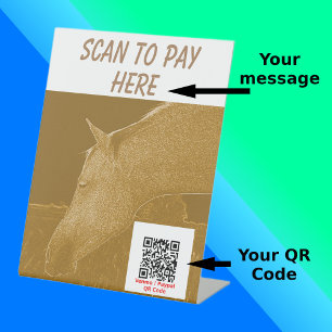 Signe De Table Stall Scan2Pay Golden Brown Horse