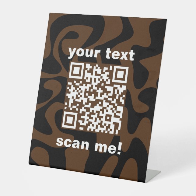 Signe De Table Stand noir Brown rétro QR Code pour la boutique (Recto)