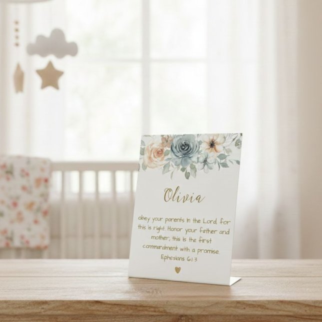 Signe De Table Stand Plaque with Bible Verse Ephesians 6:1-3  (Créateur téléchargé)