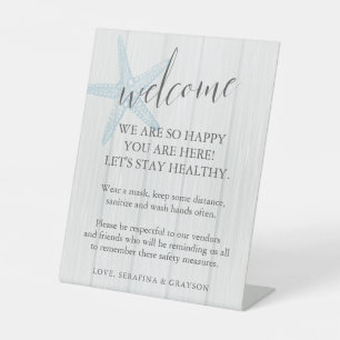 Signe De Table Starfish Beach Rustic Mariage sécurité des masques