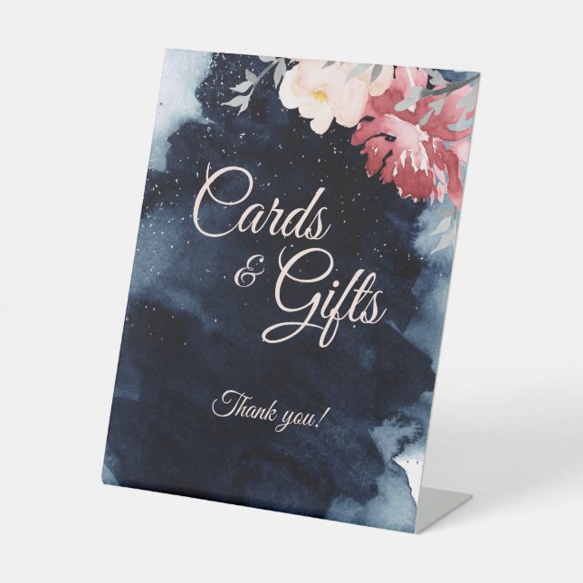 Signe De Table Starry Night Floral Mariages Cartes et Cadeaux (Recto)