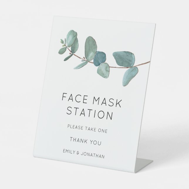 Signe De Table Station de Masque Visage Feuilles Blue Eucalyptus (Recto)