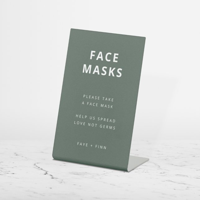 Signe De Table Station de masques faciaux | Covid Green Scandi Ma (Créateur téléchargé)